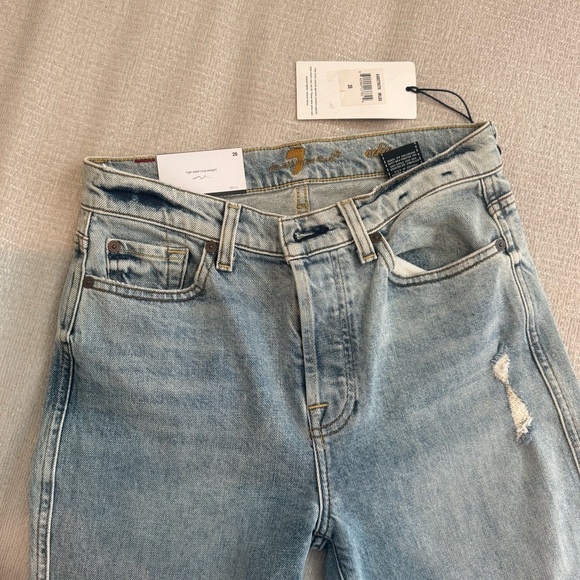 7 For All Mankind - NWT Edie Crop Straight High Waisted Jeans - Picture 5 of 9